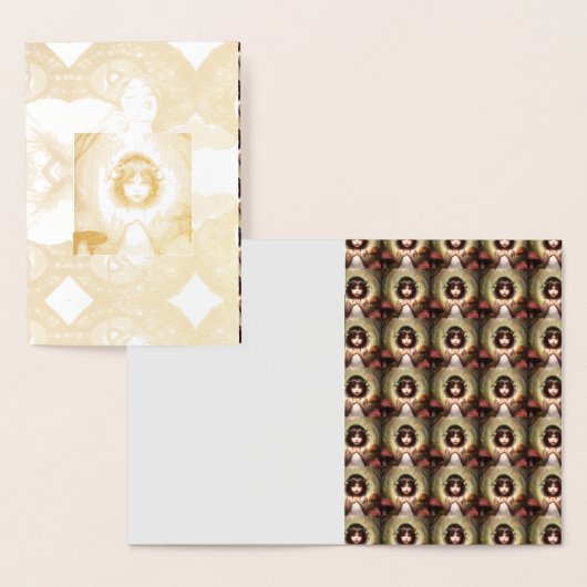 vintage paddestoel fee lelie  folie kaarten (Display)