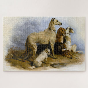 Vintage painting of five cute dogs legpuzzel