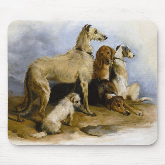Vintage painting of five cute dogs muismat (Voorkant)
