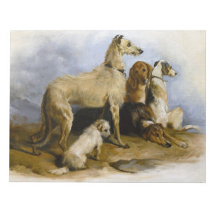 Vintage painting of five cute dogs notitieblok