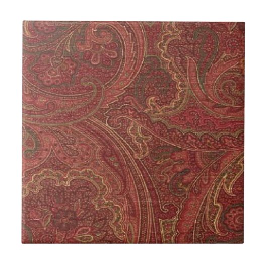 Vintage Paisley Floral Ceramic Tile Tegeltje (Voorkant)