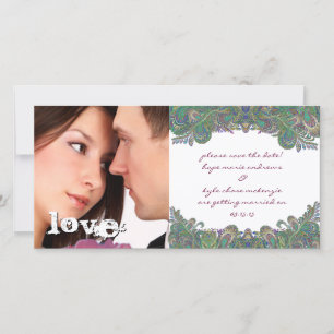 Vintage Paisley Pauw Kleuren Save The Date Foto