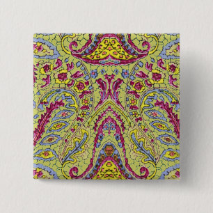 Vintage Paisley Vierkante Button 5,1 Cm