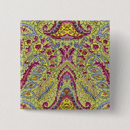 Vintage Paisley Vierkante Button 5,1 Cm (Voorkant)