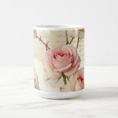 Vintage Pale Pink Rose Script Pattern Koffiemok (Center)