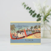 Vintage Palm Beach Groet Briefkaart (Staand voorkant)