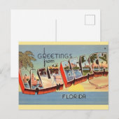 Vintage Palm Beach Groet Briefkaart (Voorkant / Achterkant)