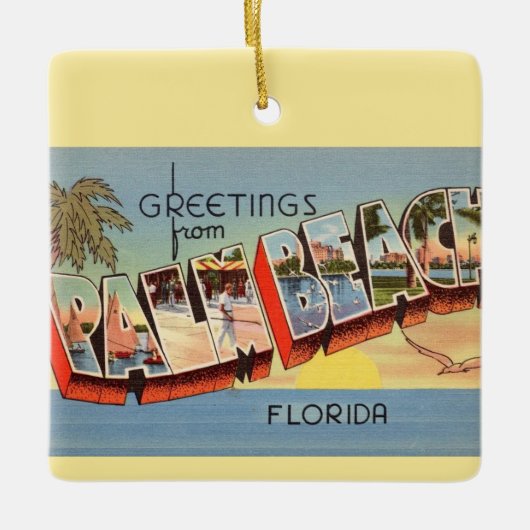 Vintage Palm Beach Groet  Keramisch Ornament (Voorkant)