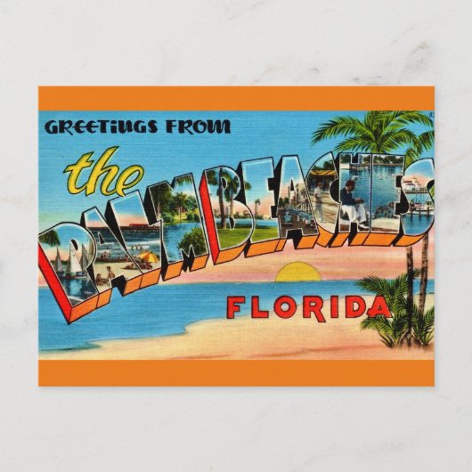 Vintage Palm Beaches Florida Briefkaart (Voorkant)