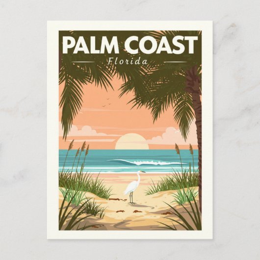 Vintage Palm Coast Florida Briefkaart (Voorkant)