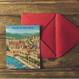 Vintage Palma de Mallorca stadsgezicht reis Briefkaart