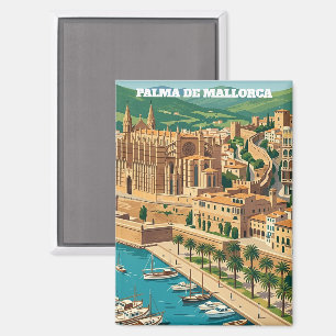 Vintage Palma de Mallorca Stadsgezicht Reis Magneet
