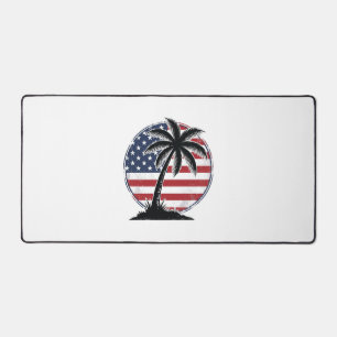 Vintage Palmboom Amerikaanse Vlag Zomer T-shirt_1 Bureaumat