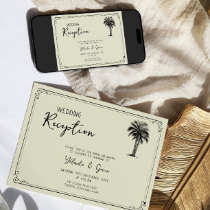 Vintage Palmboom Trouwreceptie Alleen Kaart