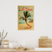 Vintage palmboom van het Poster Vero Beach Florida (Keuken)