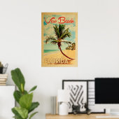 Vintage palmboom van het Poster Vero Beach Florida (Thuiskantoor)