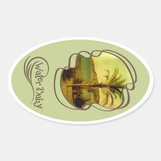 Vintage-palmstickers voor de Baby Ovale Sticker (Voorkant)