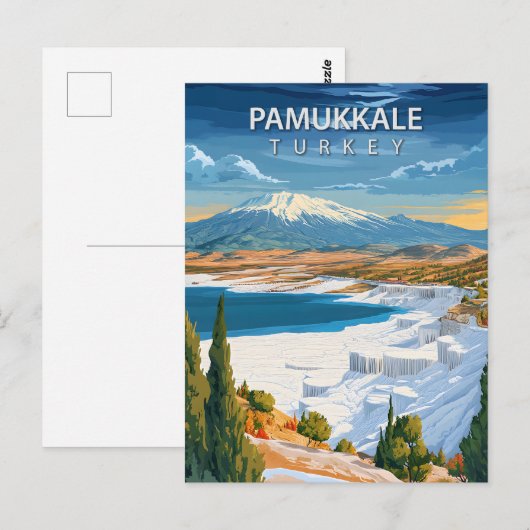 Vintage Pamukkale Turkey Travel Briefkaart (Voorkant / Achterkant)