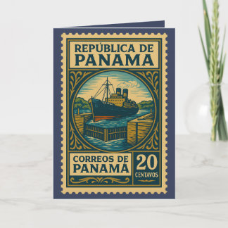 Vintage Panama Postage Stamp Kaart