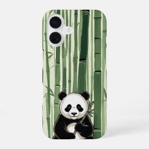 Vintage Panda Hoesje met Bamboe iPhone 16 Hoesje