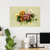 Vintage Pansies Bouquet Poster (Thuiskantoor)
