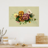 Vintage Pansies Bouquet Poster (Keuken)