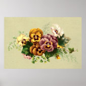 Vintage Pansies Bouquet Poster (Voorkant)