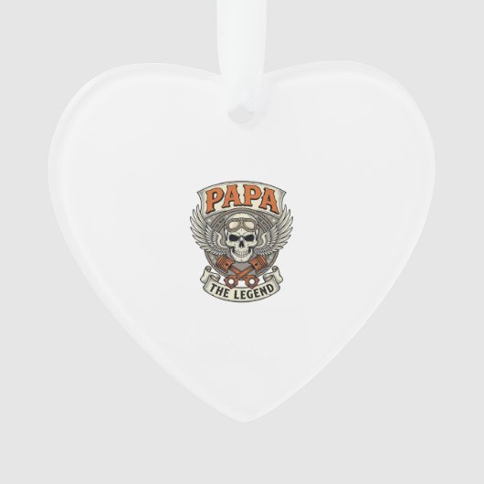 Vintage Papa Biker Skull Legend Ornament (voorkant)