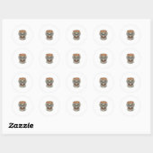 Vintage Papa Biker Skull Legend Ronde Sticker (Vel)