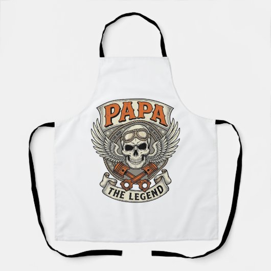 Vintage Papa Biker Skull Legend Schort (Voorkant)