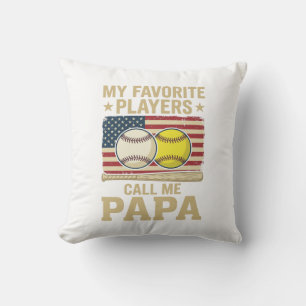 Vintage Papa Honkbal Softbal Spelers Shirt Ontwerp Kussen