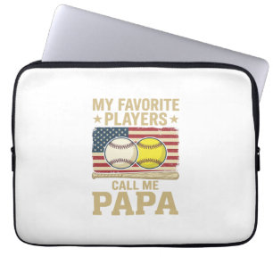 Vintage Papa Honkbal Softbal Spelers Shirt Ontwerp Laptop Sleeve