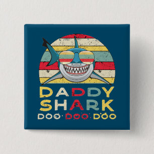 Vintage papa Shark "Doo Doo Doo" Vierkante Button 5,1 Cm