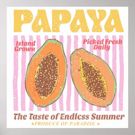 Vintage Papaja Zomer Poster (Voorkant)