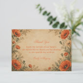 Vintage Papaver Botanisch Bedankkaart (Staand voorkant)