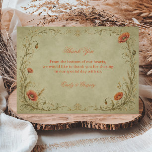 Vintage Papaver Botanisch Bedankkaart