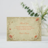 Vintage Papaver Botanisch Bedankkaart (Staand voorkant)