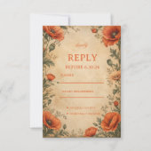 Vintage Papaver Botanisch RSVP Kaartje (Voorkant)