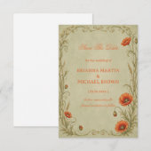 Vintage Papaver Botanisch Save The Date (Voorkant / Achterkant)