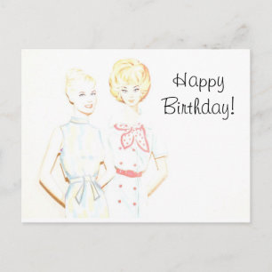 Vintage Paper Doll Birthday Post Card Briefkaart