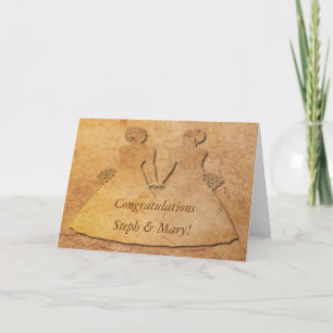 Vintage Paper Lesbian Bride Wedding Card Kaart
