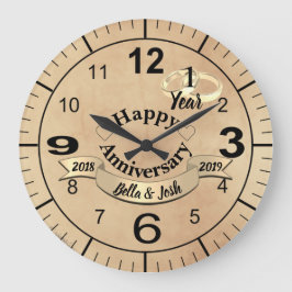 Vintage Paper Theme 1st Wedding Anniversary Clock Grote Klok