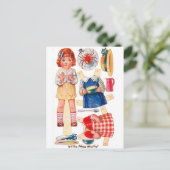 Vintage Paperdoll Miss Muffet briefkaart (Staand voorkant)