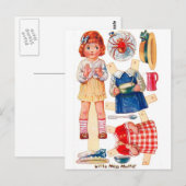 Vintage Paperdoll Miss Muffet briefkaart (Voorkant / Achterkant)
