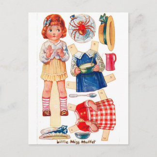 Vintage Paperdoll Miss Muffet briefkaart