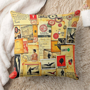 Vintage Papier Collage Kunst Kussen