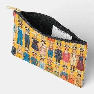 Vintage Papieren Poppen Meisjes Retro Geel Etui