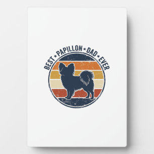 Vintage Papillon Hond Vader Retro Zonsondergang Sh Fotoplaat