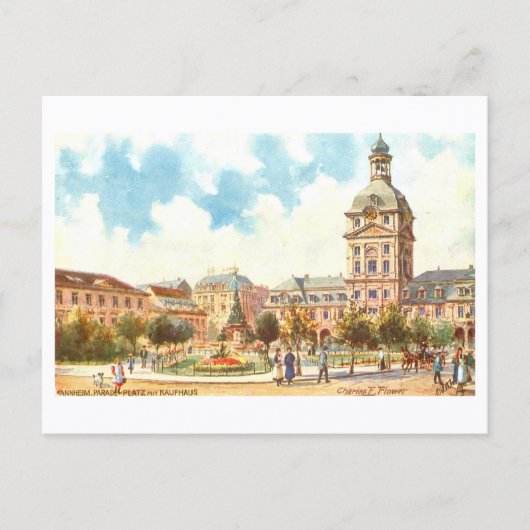 Vintage Paradeplein, Mannheim, Duitsland Briefkaart (Voorkant)