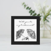 vintage paraplu's uitnodigen kaart (Staand voorkant)